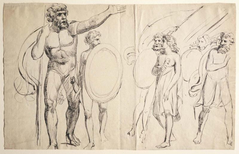 Goliath Cursing David (recto)
A Pulcinello Frightening a Child (?) (verso)