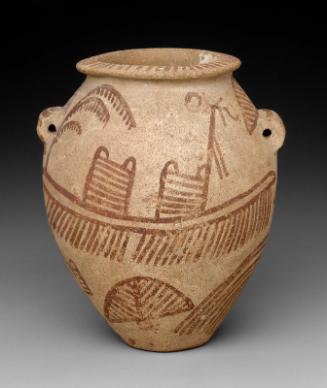 Ovoid jar with painted boat