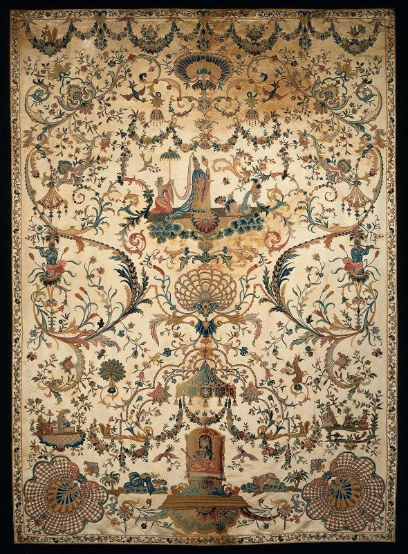 Wall panel or headcloth from a set of bed hangings