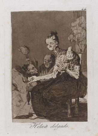 Hilan delgado. (They spin finely); Plate 44 bound into "Los Caprichos"