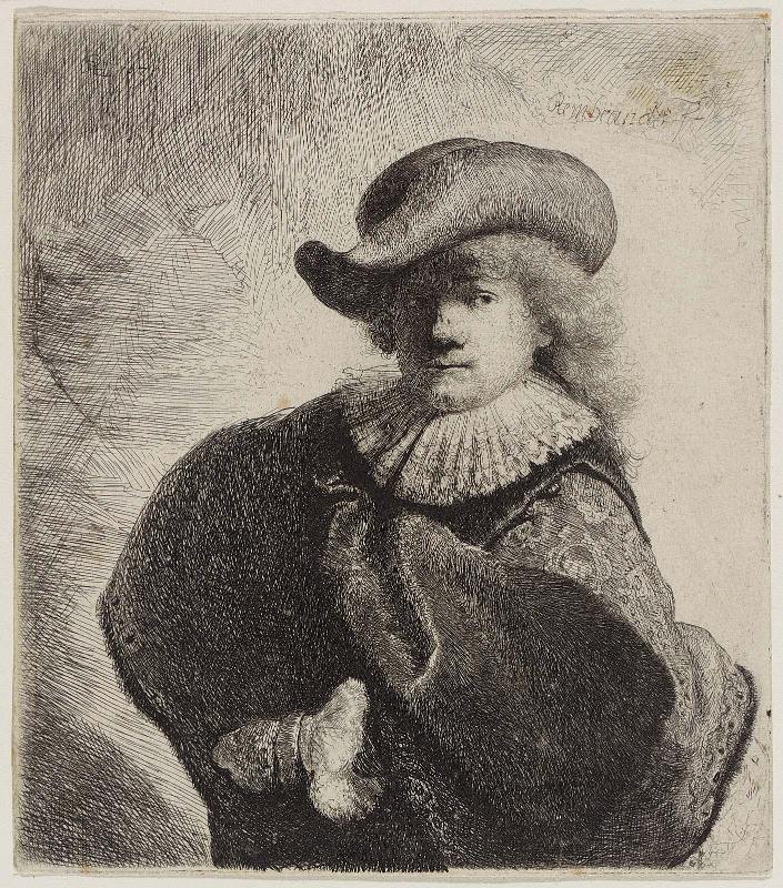 Self Portrait in a Soft Hat and Embroidered Cloak
