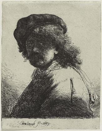 Self Portrait in a Cap and Scarf with the Face Dark: Bust