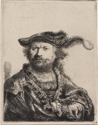 Self Portrait in a Velvet Cap with Plume