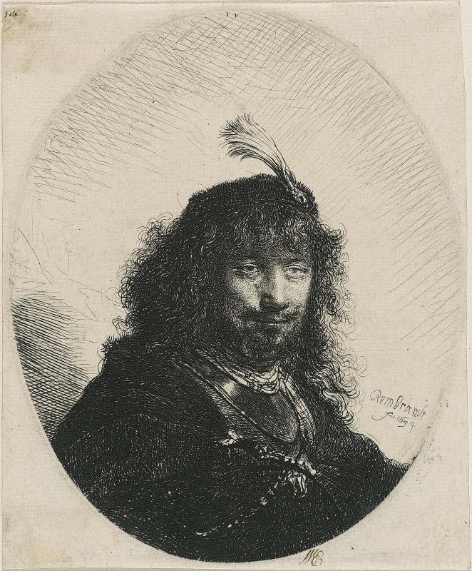 Self Portrait with Plumed Cap and Lowered Sabre