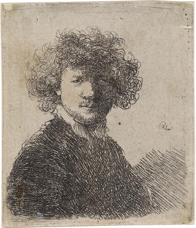 Self Portrait with Curly Hair and White Collar: Bust