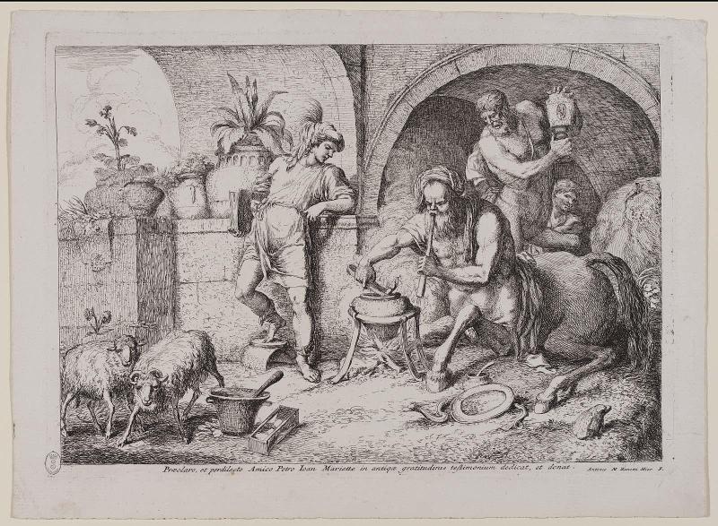The Centaur Chiron Exercising the Art of Magic in the Presence of the Young Achilles (from a series of twelve prints, "Varii Capricci e Paesi")