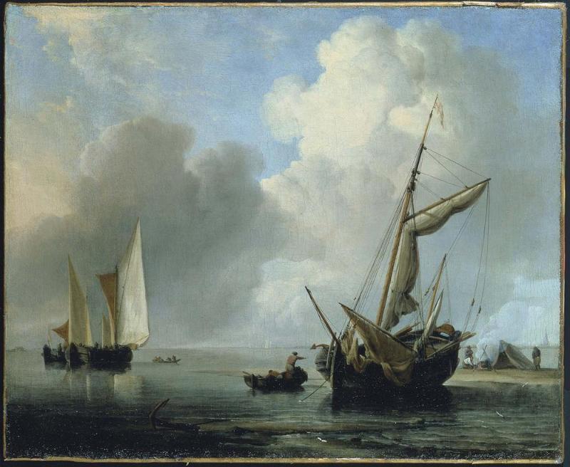 Fishing Boats by the Shore in a Calm