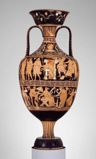 Two-handled jar (amphora) depicting the murder of Atreus