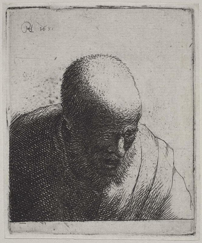 Bald Man with Open Mouth, Looking Down: Bust