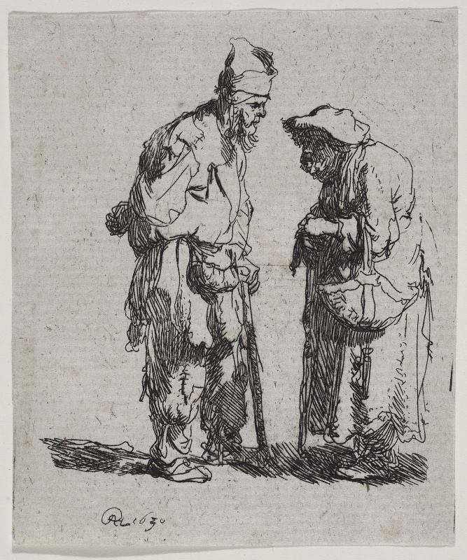 Two Beggars, a Man and a Woman, Conversing