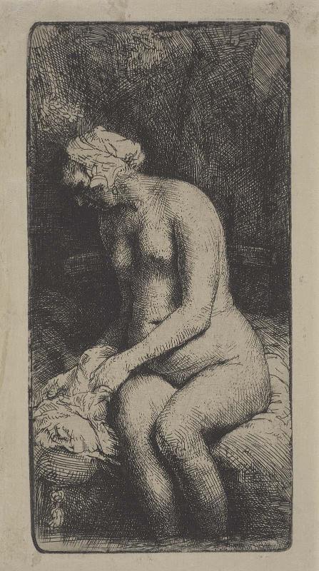 Woman Bathing her Feet at a Brook