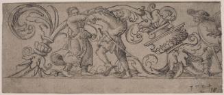 Ornamental Border with Peasants Dancing (Design for a book illustration)