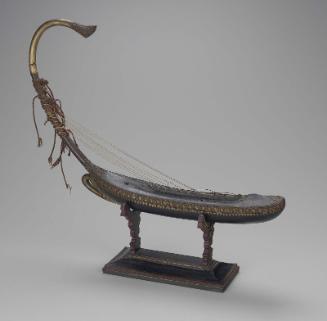 Miniature arched harp (saùng-gauk) and stand