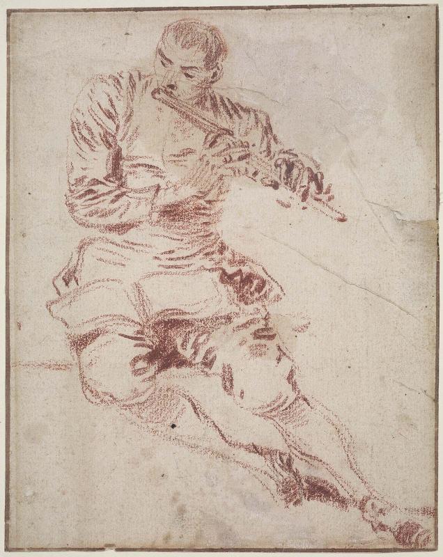 A Man Playing on the Flute