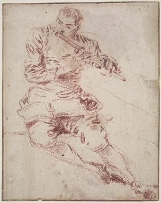 A Man Playing on the Flute