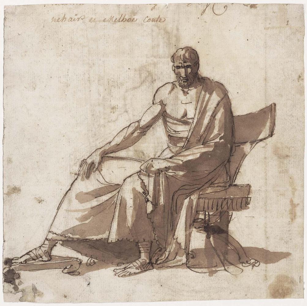 Study of a Seated Man (recto); Study of a Standing Man with Cloak and Large Round Hat, with Subsidiary Studies (verso)