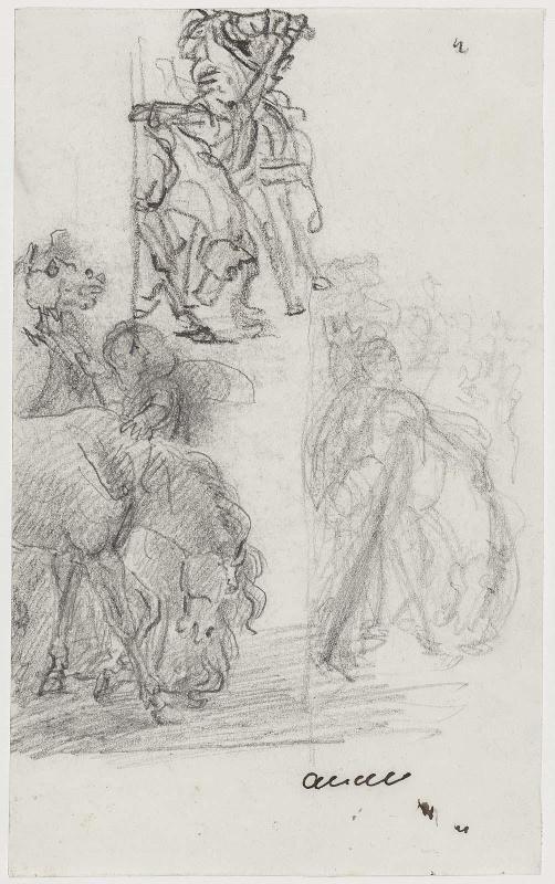 Three variant studies of Automedon [the left side of Achilles Swearing Revenge at the Bier of Patroclus]