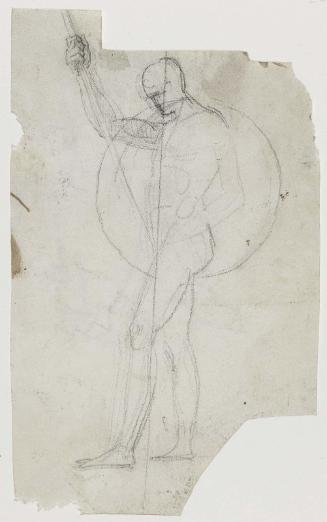 Recto: Proportional study of a man holding a lance and facing right
Verso: Fragmentary study of a man