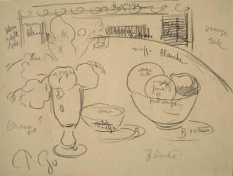 Flowers and a Bowl of Fruit on a Table