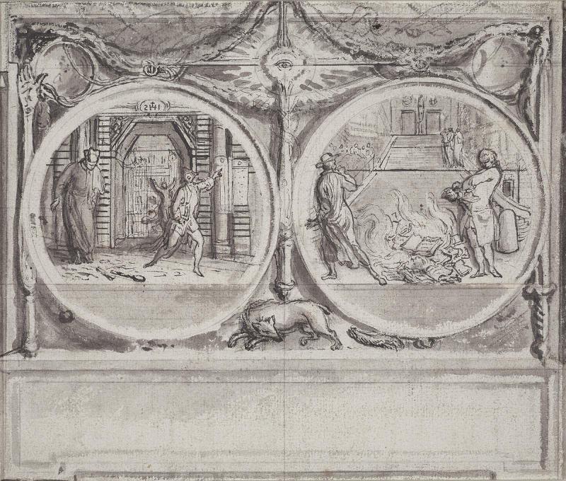 The Expulsion of the Jesuits (Double sided drawing, preparatory drawings II and III for the etching)