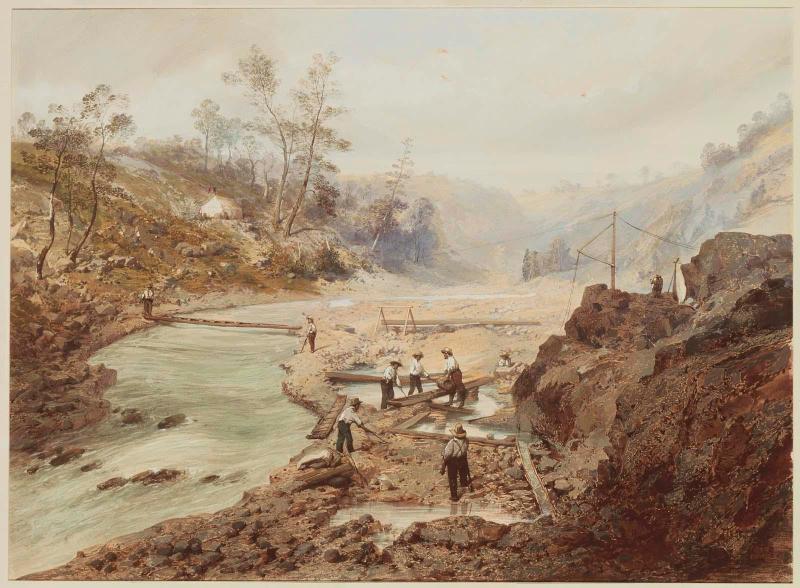 Washing Gold, Calaveras River, California