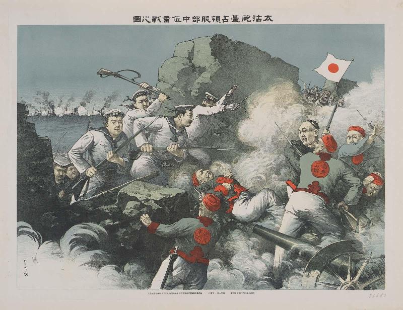 The Occupation of the Taku Forts: Captain Hattori's Brave Fight (Taiko hôdai senryô Hattori chûsa funsen no zu)