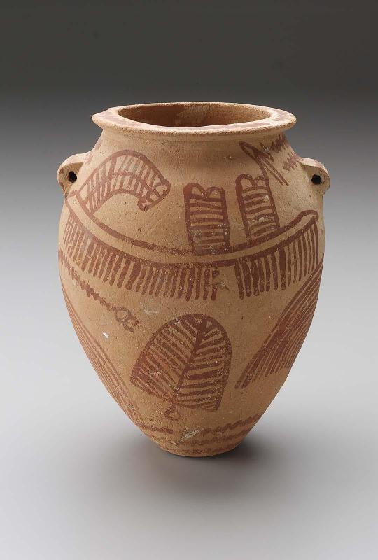 Jar with painted boats