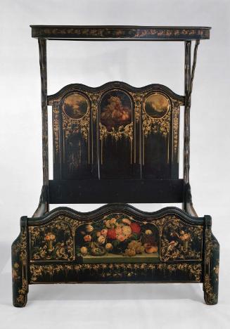 Painted bedstead with canopy