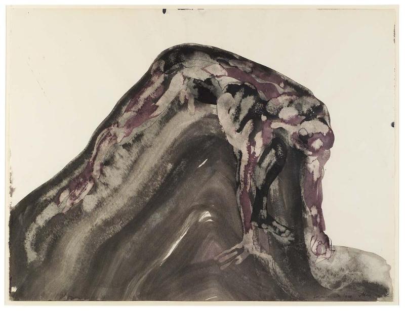 Untitled (Figure held to/in the landscape)