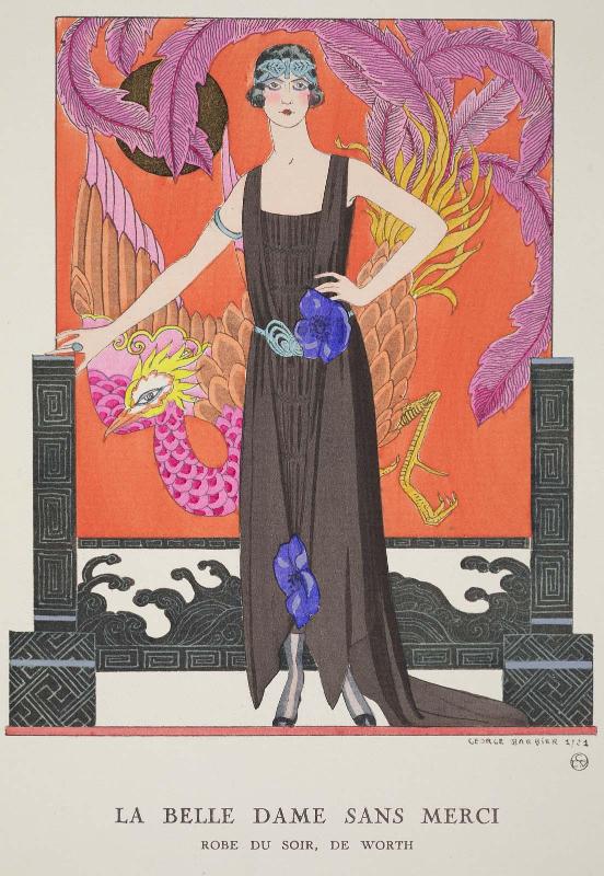 "La Belle Dame sans Merci - Robe du soir, de Worth," plate 47 from Gazette du Bon Ton, Volume 2, No. 6