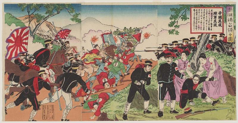 Illustration of the Occupation of the Pescadores (Hôkotô senryô no zu): Nurses Treating Wounded Soldiers