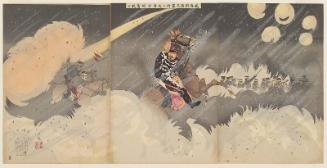 Major General Ôdera Fighting Bravely at the Hundred Foot Cliff near Weihaiwei (Ikaiei hyakuseki gaisho ni Ôdera shôshô funsen su)