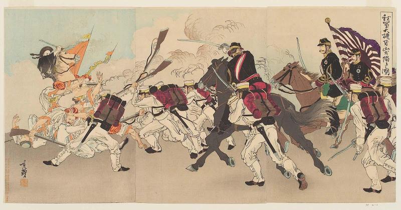 Great Victory of Our Troops at the Fall of Asan (Waga gun taishô Gazan o otoshiireru no zu)