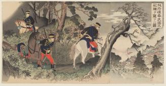 Picture of Our Cavalry Scouts Reconnoitering the Enemy Camp at Fengtienfu (Waga sekkô Hôtenfu no tekijin ukagau no zu)