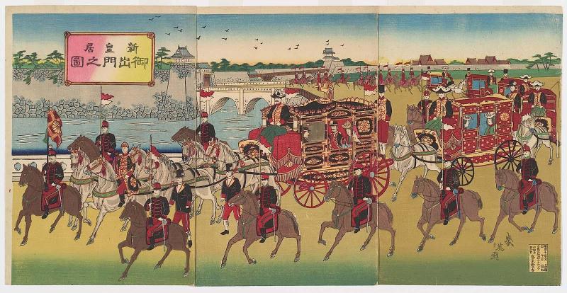 Departure from the New Imperial Palace (Shin kôkyo goshutsumon no zu)