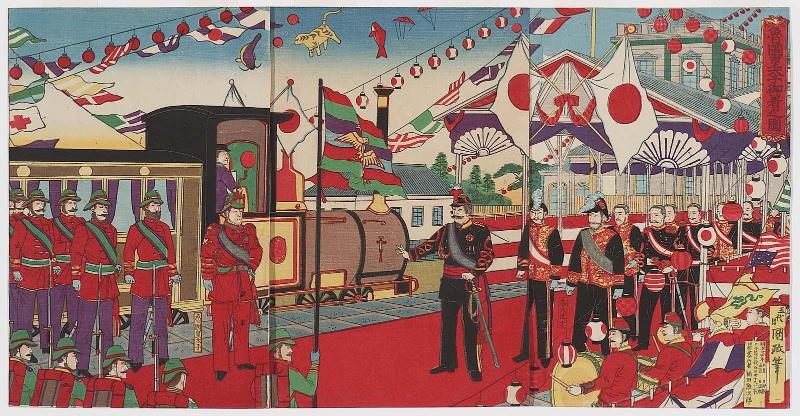 Illustration of the Arrival Ceremony to Welcome the Russian Crown Prince (Rokoku kôtaishi gochaku no zu)