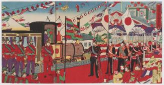 Illustration of the Arrival Ceremony to Welcome the Russian Crown Prince (Rokoku kôtaishi gochaku no zu)