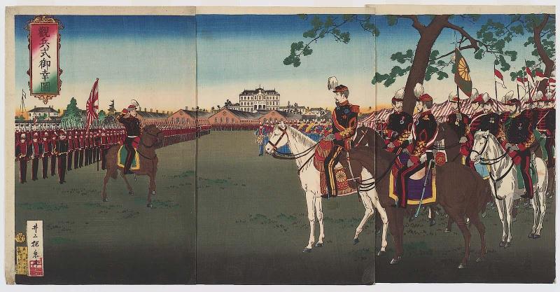 Review of Troops by His Imperial Majesty (Kanpeishiki miyuki zu)