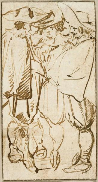 Three Men in Conversation (recto); Study of the Legs of a Fashionably Dressed man (verso)