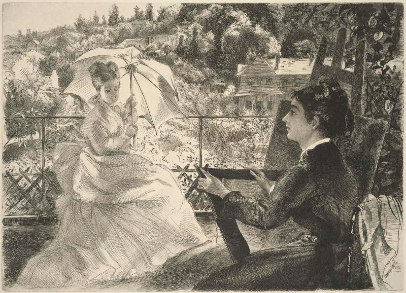 Madame Bracquemond Sketching on the Terrace of the Villa Brancas