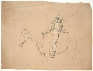 Study for "In the Cornfield": Boy on Horseback (recto); Study of a Hat (verso)