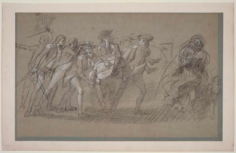 Study for "The Death of Major Peirson" (Officers supporting Major Peirson, Fleeing Woman and Child)
