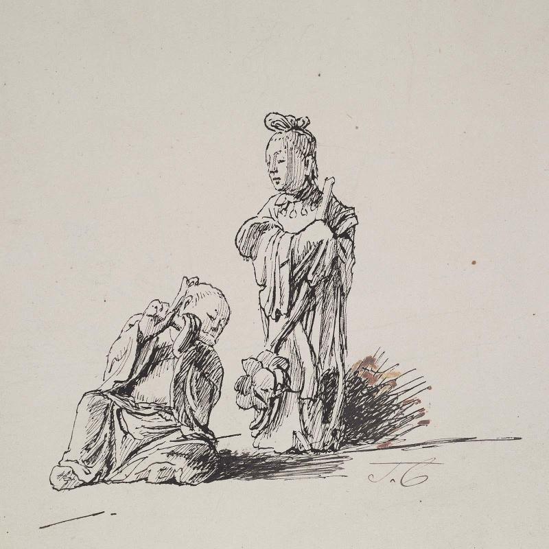 Figurines japonaises en bois sculpté