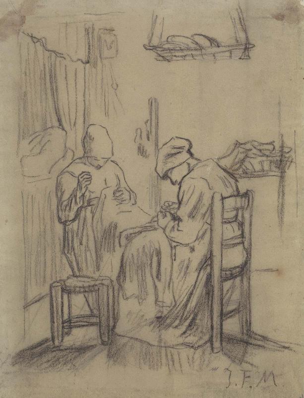Study for Women Sewing by Lamplight