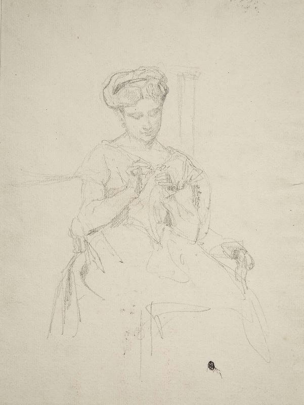 Young Lady, Seated Doing Fancy Work