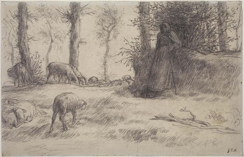 Landscape with Sheperdess and Sheep, Winter