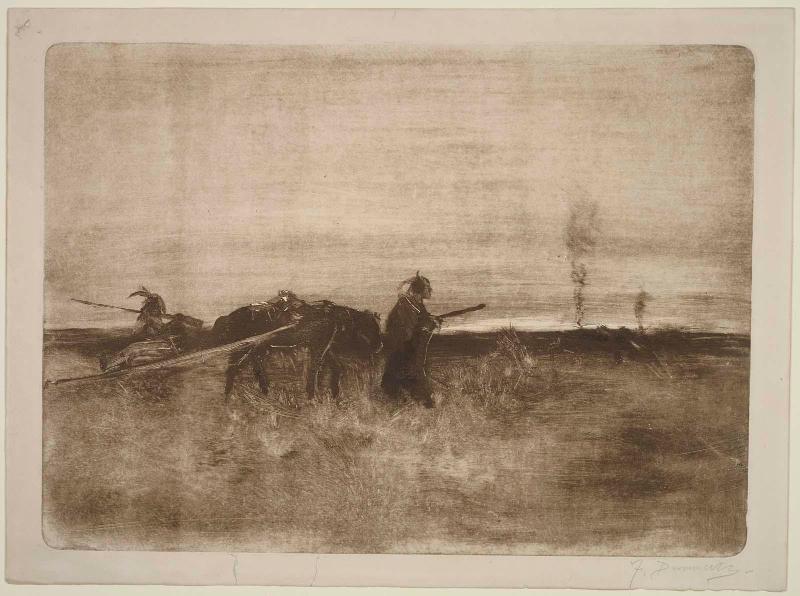 Indians Warily Approaching an Encampment