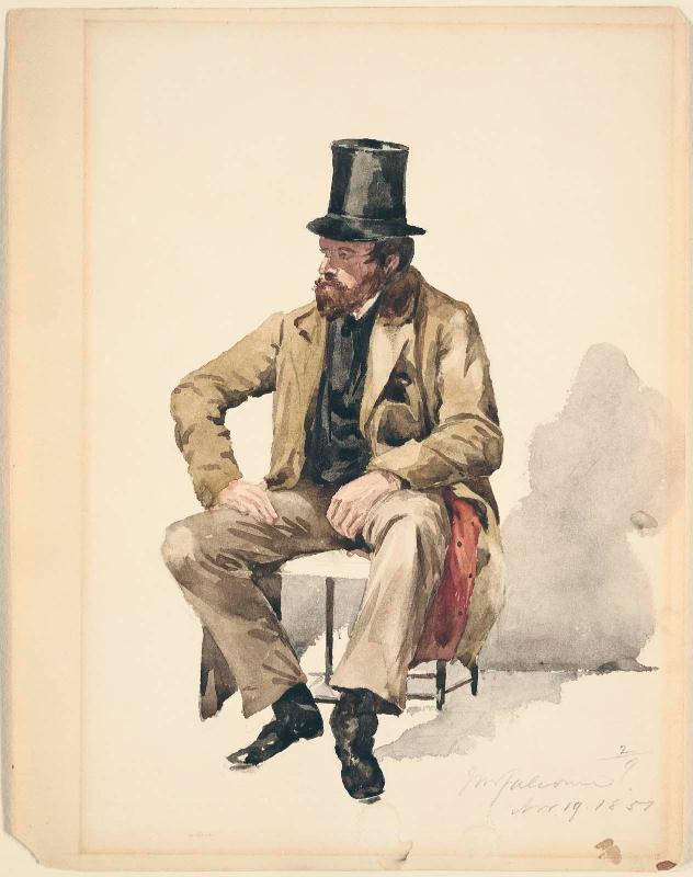 Bearded Man in Tall Hat and Long Coat