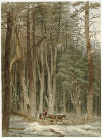 Winter: Impeded Travelers in a Pine Forest, Upper Canada