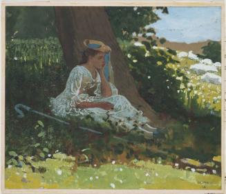 "Bo-Peep" (Girl with Shepherd's Crook Seated by a Tree)
